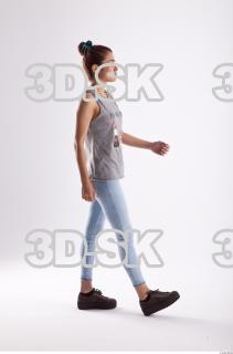 Walking photo references of Molly blue jeans womna singlet 0006